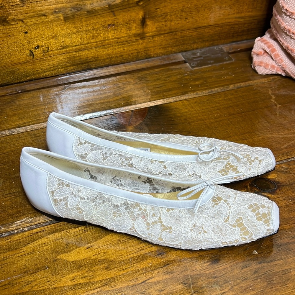 NWT Anne Klein II White Lace Bridal Flats- 9